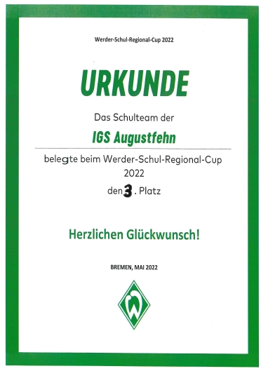 Urkunde Werder Cup